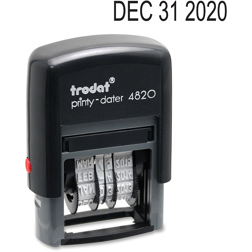 Trodat Date Only Stamp Date Stamp - 0.38" Impression Width x 1.62" Impression Length - 10000 Impression(s) - Black - Recycled - 1 Each (E4820)