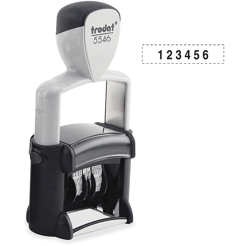 Trodat Professional Numberer Number Stamp - 0.38" Impression Width x 1.63" Impression Length - Black - Recycled - 1 Each (T5546)