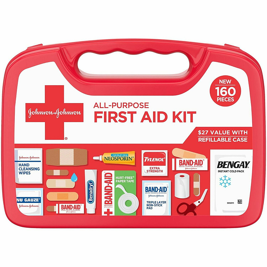 Johnson & Johnson All Purpose First Aid Kit 160 x Piece(s) - White - 1 Each (202045)