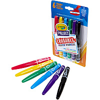 Crayola Project Erasable Poster Markers Chisel Marker Point - Erasable - Red, Yellow, Green, Blue, Purple, Black Ink - 6 / Pack (588371)