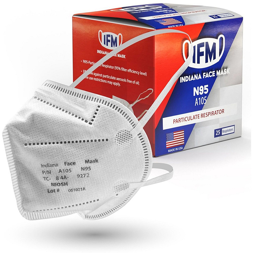 IFM V3GATE Indiana Face Mask N95 Respirators Recommended for: Face - Airborne Particle Protection - Polyethylene, Non-woven Polypropylene - Red - 5-layered, Adjustable Nose Clip - 25 / Box (V3A105)