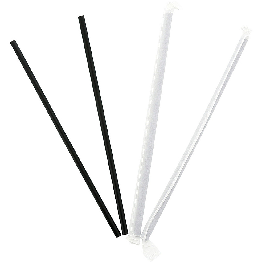Banyan Black Straws - Wrapped 7.8" Length - Black - 5000 / Carton (600228)