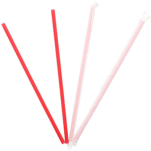 Banyan Giant Red Straws - Wrapped 10.3" Length - Red - 1200 / Carton (198200)