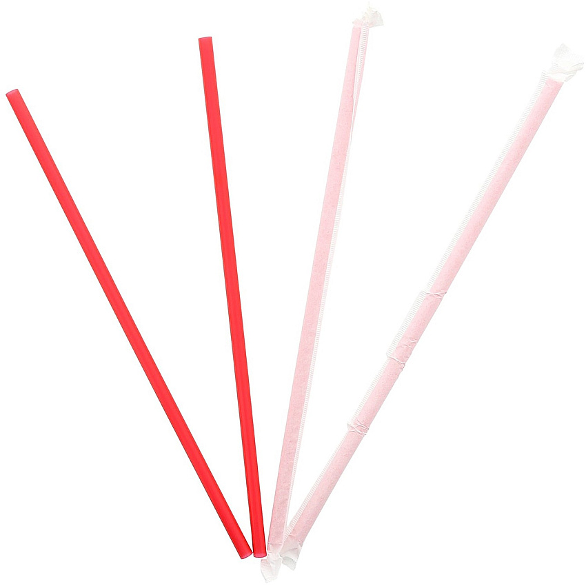 Banyan Giant Red Straws - Wrapped 10.3" Length - Red - 1200 / Carton (198200)