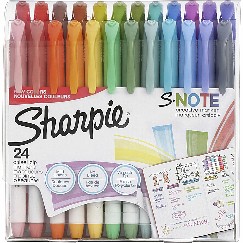Sharpie S-Note Creative Markers, Chisel Tip Chisel Marker Point - Assorted Ink - 24 / Pack (2158059)