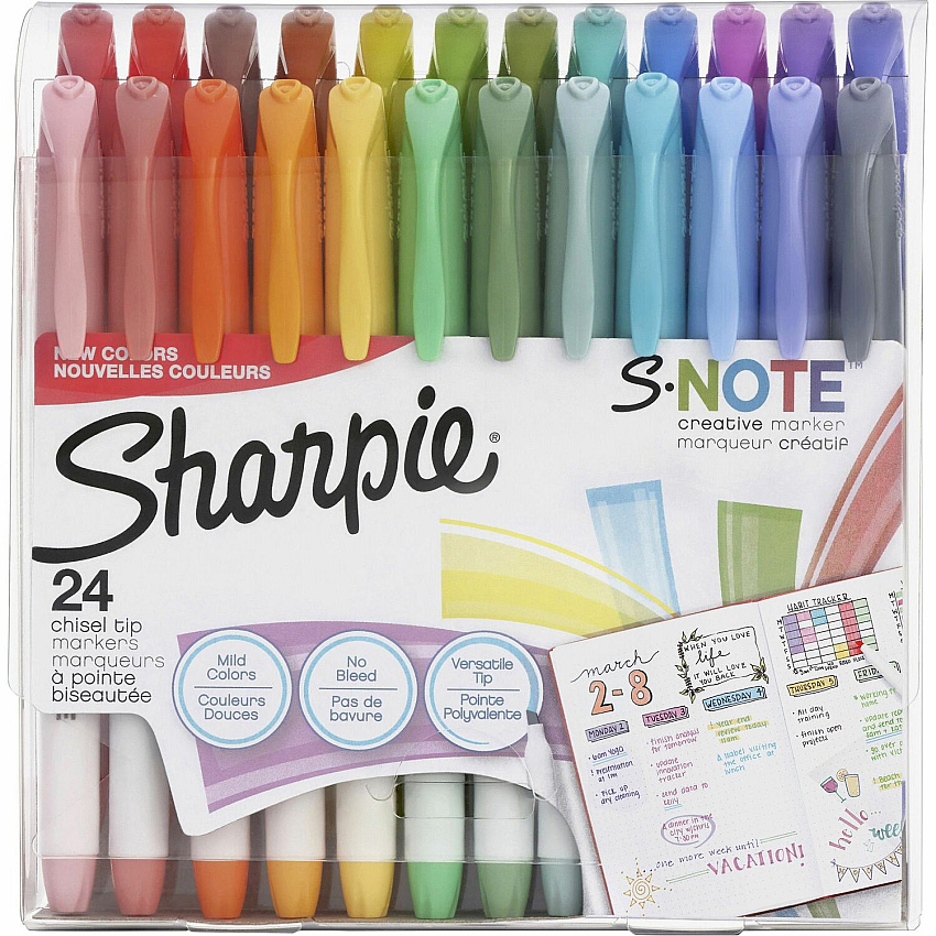 Sharpie S-Note Creative Markers, Chisel Tip Chisel Marker Point - Assorted Ink - 24 / Pack (2158059)