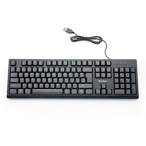 Verbatim Wired Keyboard Cable Connectivity - USB Interface - Multimedia Hot Key(s) - Linux, ChromeOS, Mac OS, Windows, Mac, PC (70735)