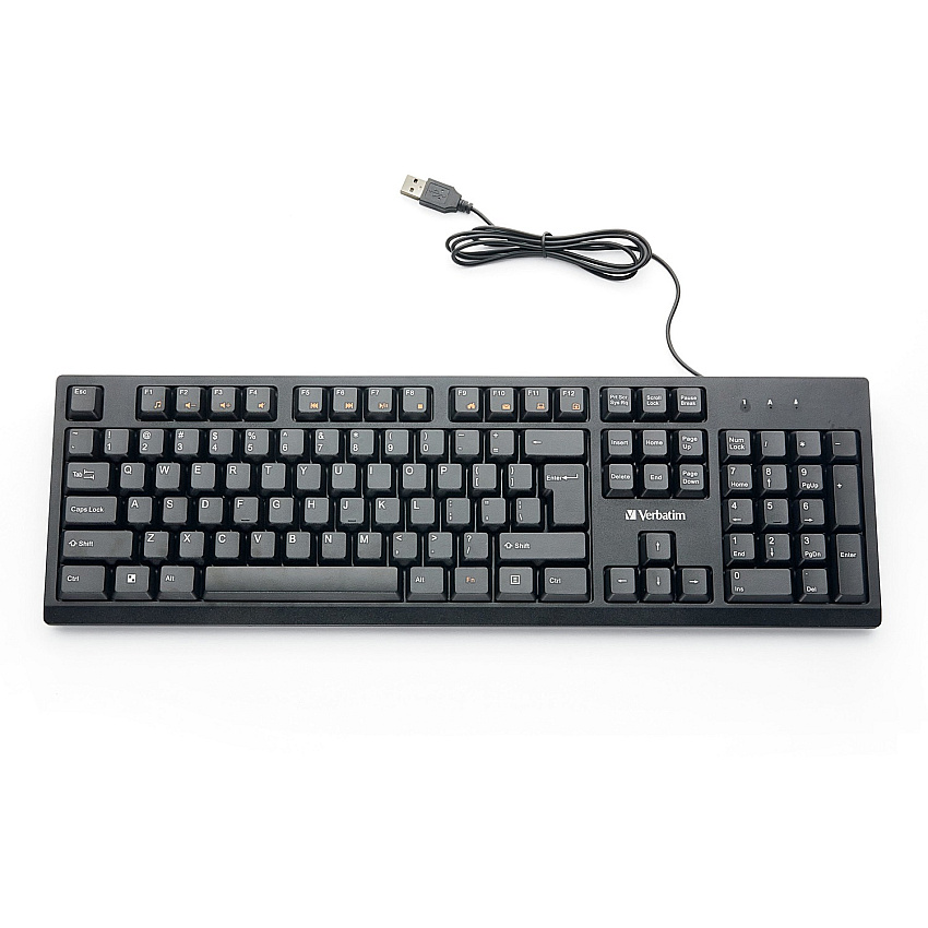 Verbatim Wired Keyboard Cable Connectivity - USB Interface - Multimedia Hot Key(s) - Linux, ChromeOS, Mac OS, Windows, Mac, PC (70735)