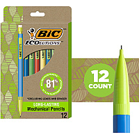 BIC Ecolutions Xtra Life Mechanical Pencil 0.7 mm Black Lead - #2, HB - Medium Point - Assorted Barrel - 1 Dozen (MPE12)