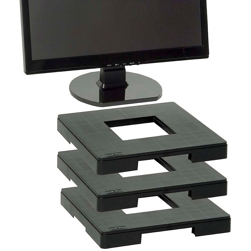 Data Accessories Company MP-106 Ergo Monitor Riser Block 77 lb Load Capacity - 1.25" Height x 12" Width x 12" Depth - Black - TAA Compliant (02151)