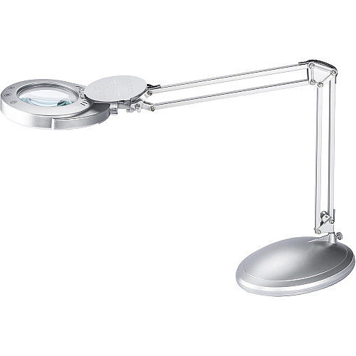 Victory Light LED Magnifying Lamp 48" Height x 8.8" Width - 4.60 W LED Bulb - Silver - Adjustable Arm, Adjustable Height - 400 lm Lumens - Metal - Desk Mountable - Silver - for Crafting, Sewing, Workspace (9VSL40203SC)