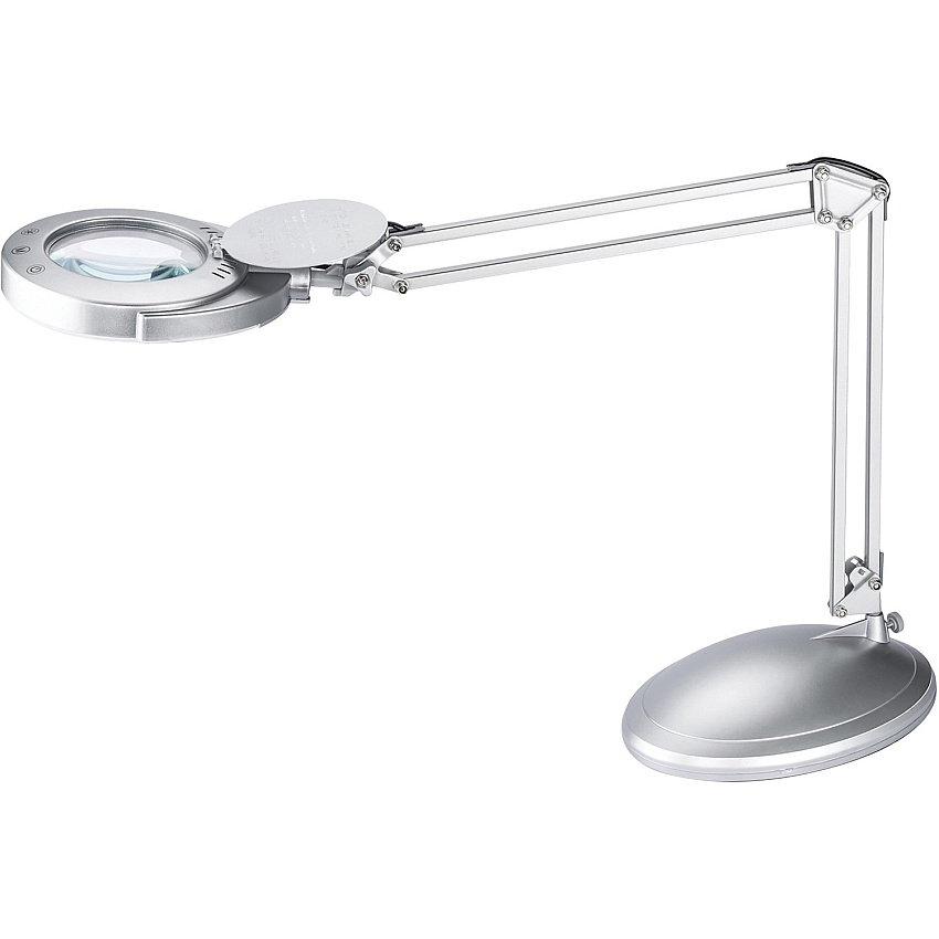 Victory Light LED Magnifying Lamp 48" Height x 8.8" Width - 4.60 W LED Bulb - Silver - Adjustable Arm, Adjustable Height - 400 lm Lumens - Metal - Desk Mountable - Silver - for Crafting, Sewing, Workspace (9VSL40203SC)