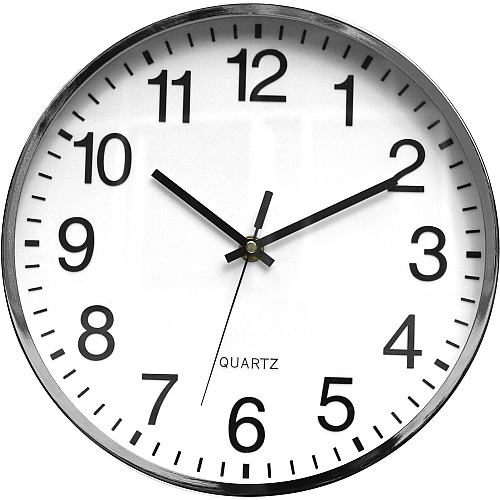 Victory Light Silent Chrome Wall Clock Chrome, White Case - Wood (TC6646AC)