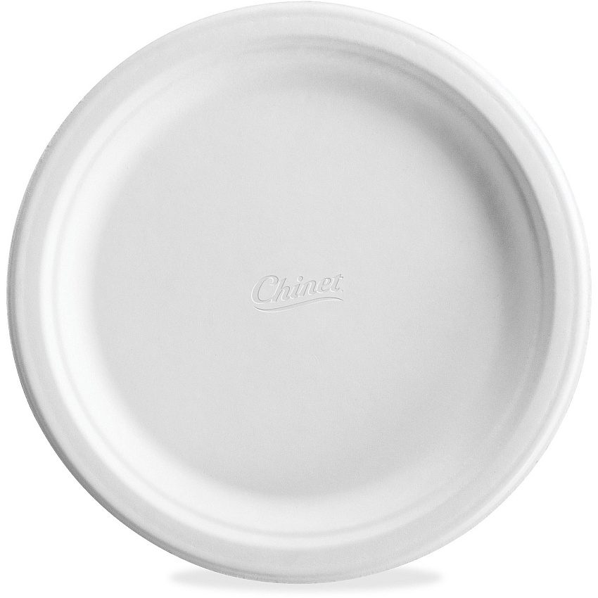Chinet Classic 8-3/4" Round Molded Plates 125 / Pack - Food - Disposable - Microwave Safe - 8.8" Diameter - White - Molded Fiber, Paper Body - 4 / Carton (21227CT)