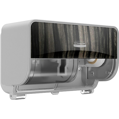 Kimberly-Clark Professional ICON Standard Roll Horizontal Toilet Paper Dispenser Coreless - 2 x Roll - Ebony Woodgrain - Refillable, Key Lock - 1 Each (58752)