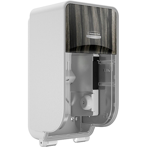 Kimberly-Clark Professional ICON Standard Roll Vertical Toilet Paper Dispenser Coreless - 2 x Roll - Ebony Woodgrain - Refillable, Key Lock - 1 Each (58751)