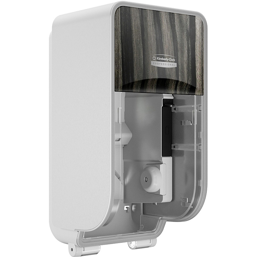 Kimberly-Clark Professional ICON Standard Roll Vertical Toilet Paper Dispenser Coreless - 2 x Roll - Ebony Woodgrain - Refillable, Key Lock - 1 Each (58751)