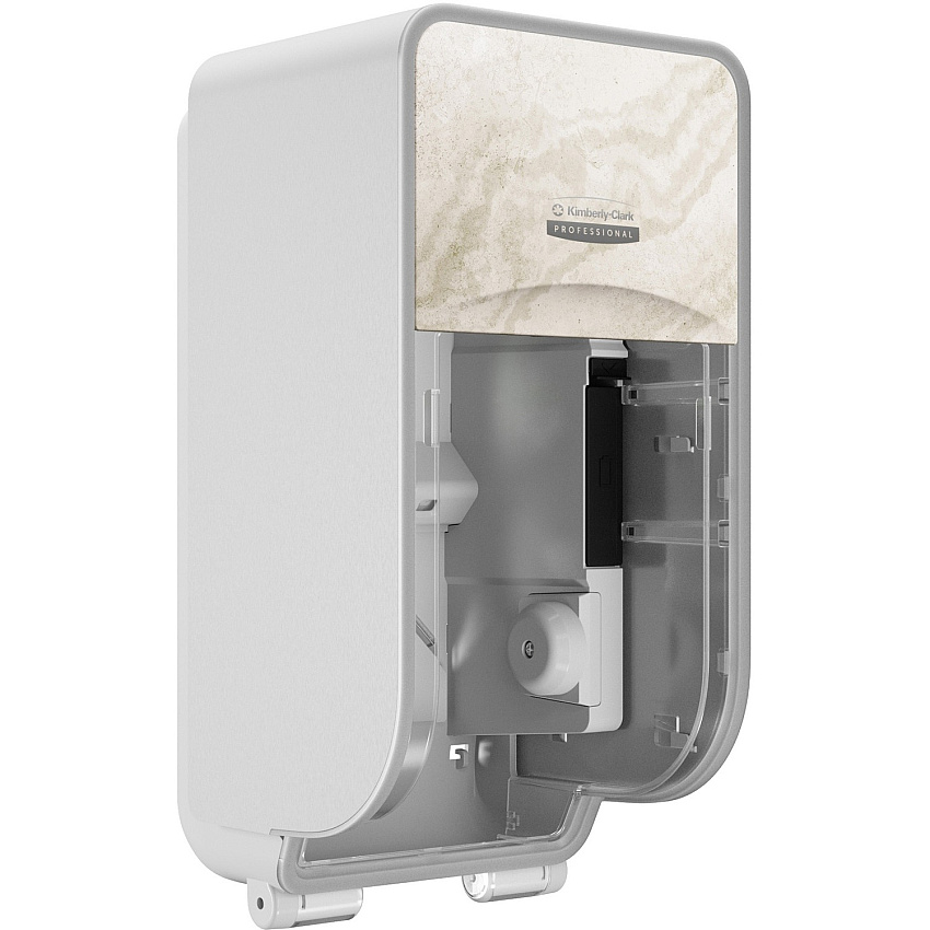 Kimberly-Clark Professional ICON Standard Roll Vertical Toilet Paper Dispenser Coreless - 2 x Roll - Warm Marble - Refillable, Key Lock - 1 Each (58741)