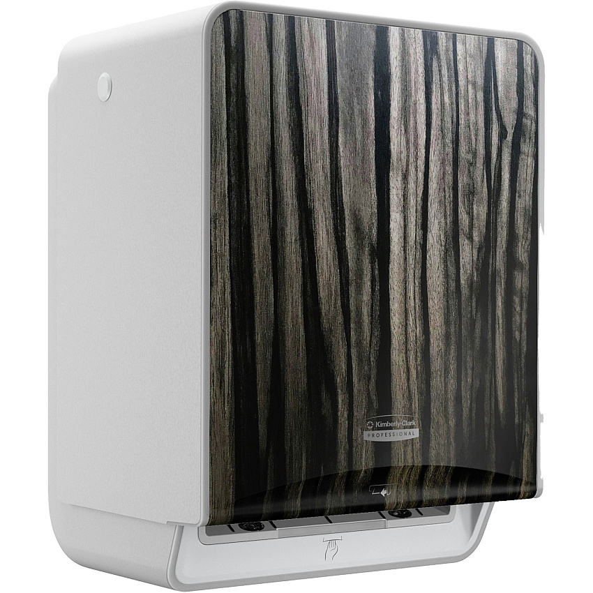Kimberly-Clark Professional ICON Auto Roll Towel Dispenser Touchless Dispenser - 16.5" Height x 12.4" Width x 10.2" Depth - Ebony Woodgrain - Automatic, Hinged, Jam-free, Key Lock, Push Button, Long Lasting - 1 Each (58750)