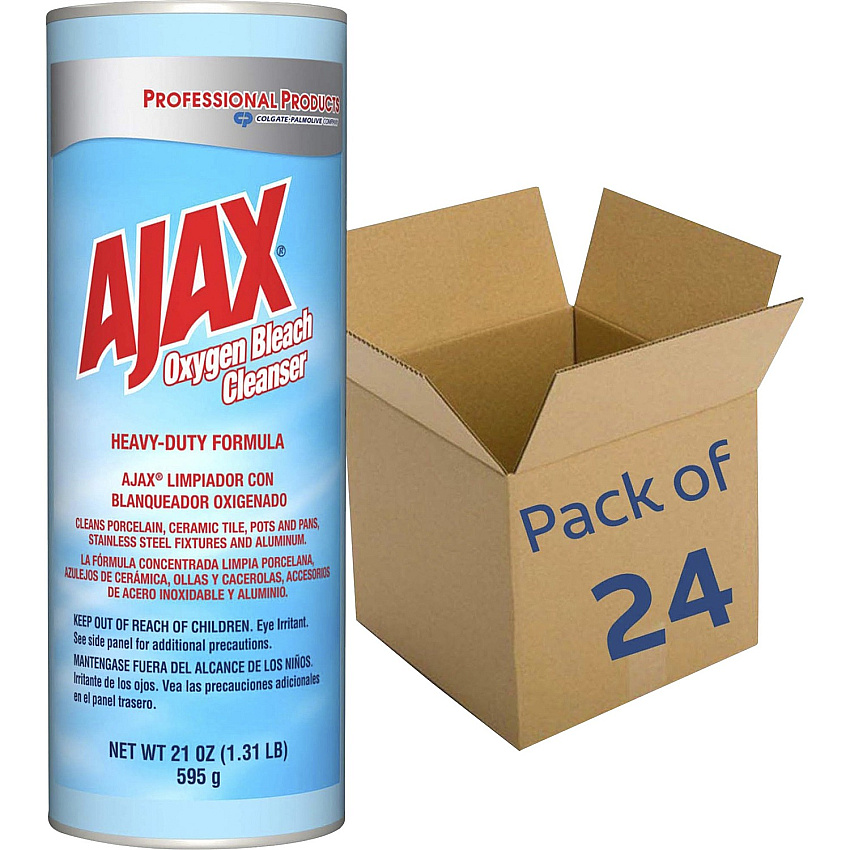 AJAX Oxygen Bleach Cleanser 21 oz (1.31 lb) - Pleasant Scent - Heavy Duty - Blue - 24 / Carton (214278CT)