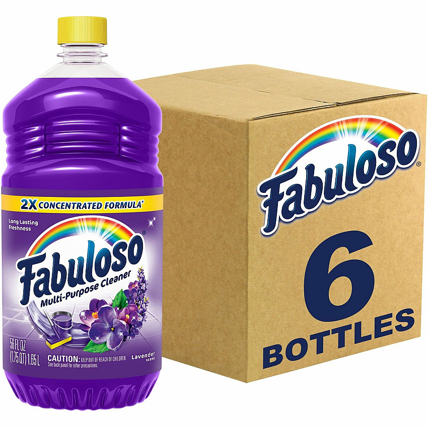 Fabuloso&reg; All-Purpose Cleaner, Lavender Scent, 56 oz. Bottle, 6 Bottles 56 fl oz (1.8 quart) - Lavender Scent - Rinse-free, Residue-free, Long Lasting, Easy to Use - Purple Bottle - 6 / Carton (153041CT)