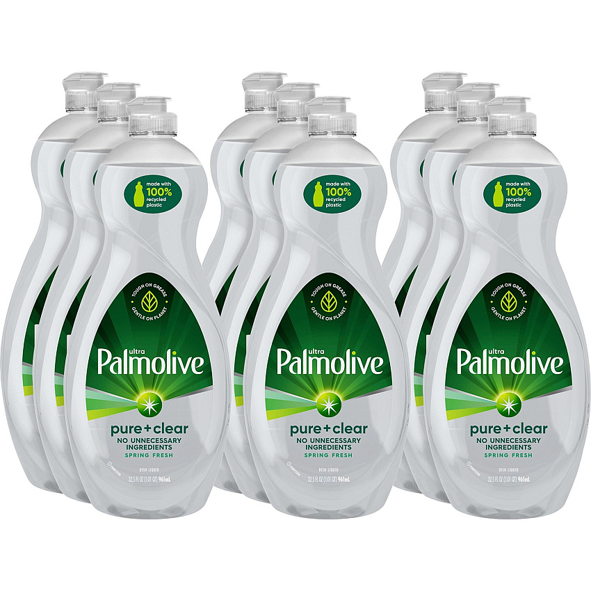 Palmolive Pure/Clear Ultra Dish Soap 32.5 fl oz (1 quart) - Hypoallergenic, Fragrance-free, Dye-free, Phosphate-free, Paraben-free, Biodegradable, Eco-friendly - Clear - 9 / Carton (US04272ACT)