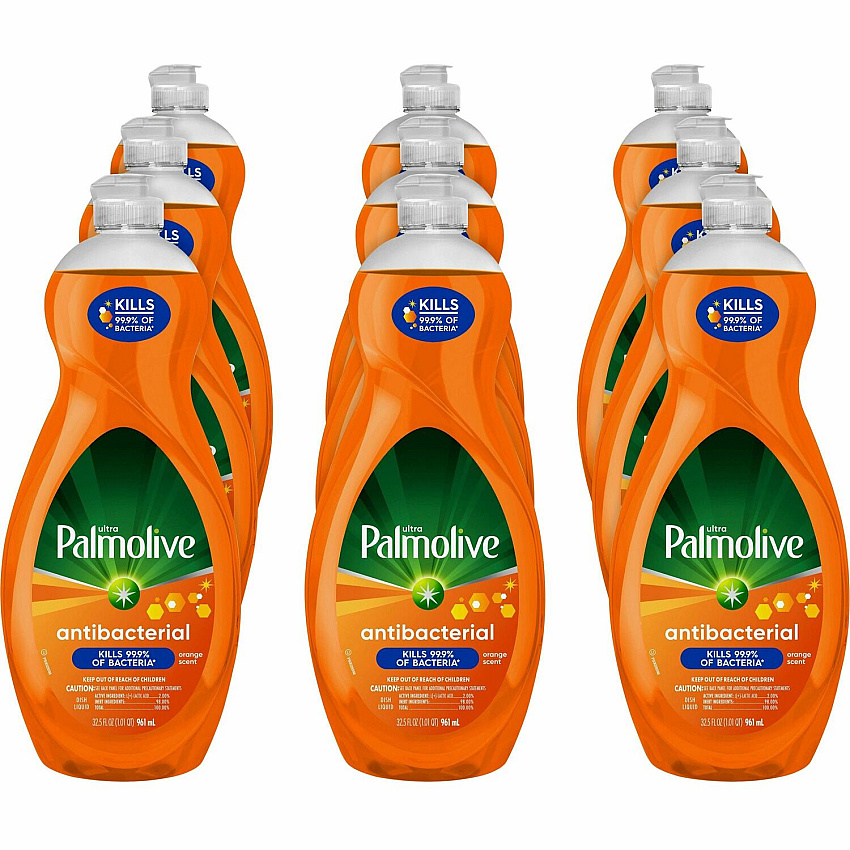 Palmolive&reg; Antibacterial Ult Dish Soap, Liquid, 35.2-oz. Or, 9/CT Concentrate - 35.2 fl oz (1.1 quart) - pH Balanced, Residue-free, Non-abrasive, Antibacterial - Orange - 9 / Carton (US04274ACT)