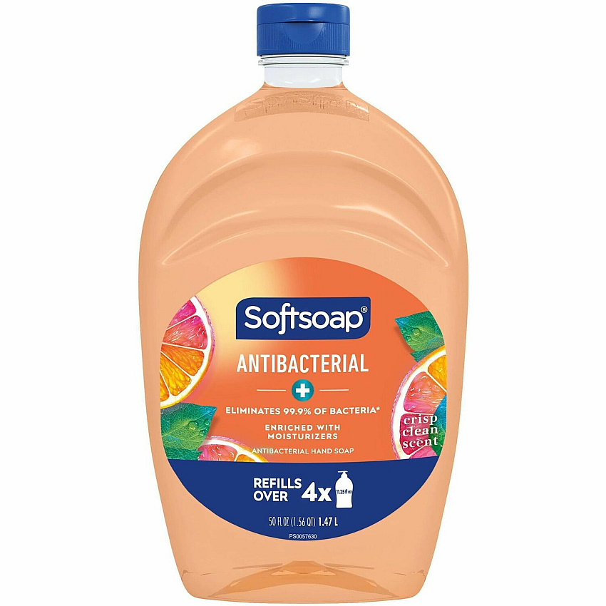 Softsoap Antibacterial Hand Soap Crisp Clean Scent - 1.56 quart - Bacteria Remover - Hand, Skin, Kitchen, Bathroom - Moisturizing - Antibacterial - Orange - Refillable, Recyclable, Paraben-free, Phthalate-free, pH Balanced, Biodegradable - 1 Ea (US05261A)