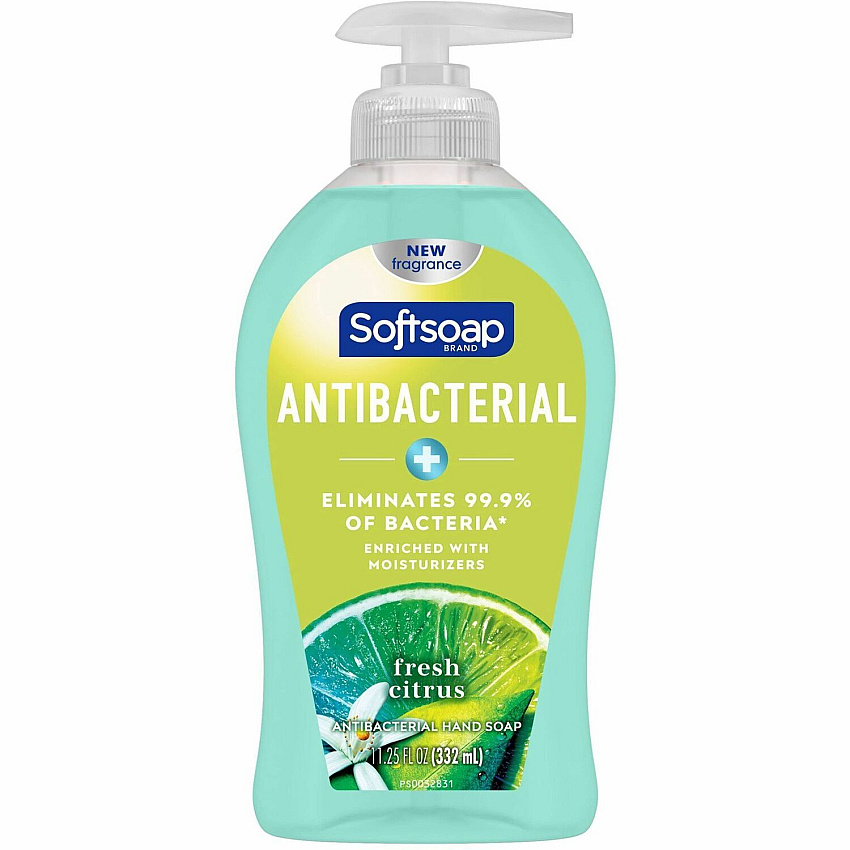 Softsoap Antibacterial Soap Pump Fresh Citrus Scent - 11.25 fl oz - Pump Bottle Dispenser - Bacteria Remover - Hand, Skin, Kitchen, Bathroom - Moisturizing - Antibacterial - Green - Refillable, Paraben-free, Phthalate-free, pH Balanced, Biodegr (US03563A)