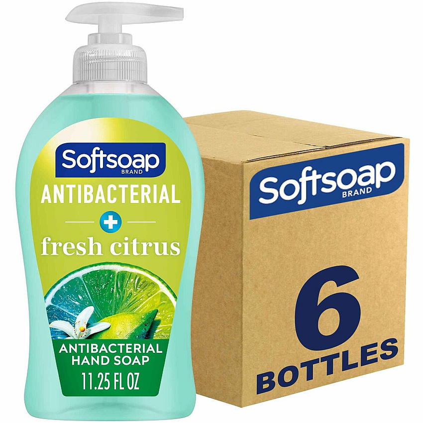 Softsoap Antibacterial Soap Pump Fresh Citrus Scent - 11.25 fl oz - Pump Bottle Dispenser - Bacteria Remover - Hand, Skin, Kitchen, Bathroom - Moisturizing - Antibacterial - Green - Refillable, Paraben-free, Phthalate-free, pH Balanced, Biode (US03563ACT)