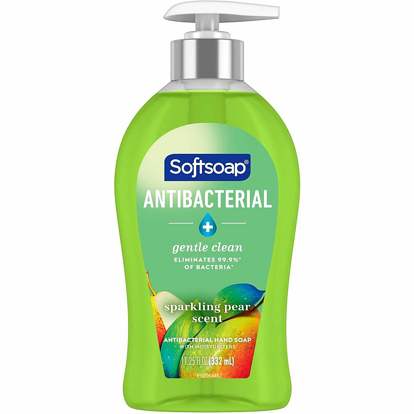 Softsoap Antibacterial Liquid Hand Soap Sparkling Pear Scent - 11.25 fl oz - Pump Bottle Dispenser - Bacteria Remover - Hand, Skin - Moisturizing - Antibacterial - Green - Refillable, Recyclable, Paraben-free, Phthalate-free, Biodegradable, pH  (US07326A)