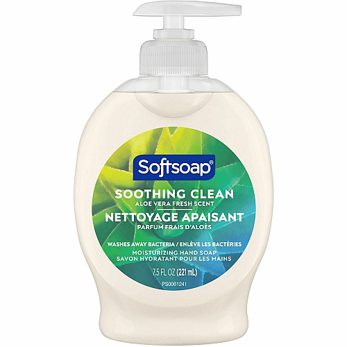 Softsoap Soothing Liquid Hand Soap Pump Aloe Vera Scent - 7.50 fl oz - Pump Bottle Dispenser - Bacteria Remover, Dirt Remover - Hand, Skin - Moisturizing - Pearl - Rich Lather, Recyclable, Paraben-free, Phthalate-free, pH Balanced, Biodegradabl (US04968A)