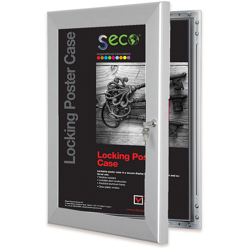 Seco Locking Poster Case 11" x 14" Frame Size - Rectangle - Portrait, Landscape - Anodized - Weather Proof, Shatter Proof, Lockable, Rust Proof, Water Proof - Aluminum, Plastic, Polycarbonate - Silver - 1 Each (LCASE1114)