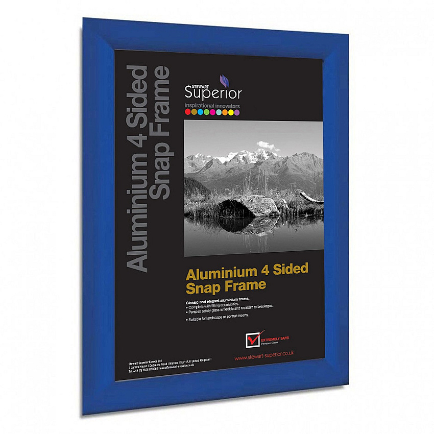 Seco Mitred Snap Frame 18" x 24" Frame Size - Rectangle - Durable - Aluminum - Blue - 1 Each (SN1824BLUE)