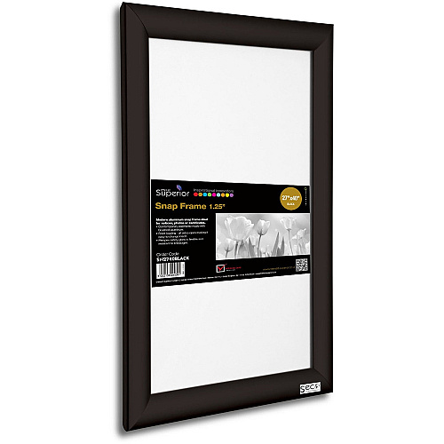 Seco Classic Snap Frame 27" x 40" Frame Size - Rectangle - Black - Aluminum - Black - 1 Each (SN2740BLACK)