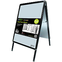 Seco Snap Frame A-board Sidewalk Sign 28" Width x 22" Height - Rectangular Shape - Double Sided - Flexible, Strong, Anti-glare - Galvanized Steel, Polyvinyl Chloride (PVC) - 1 Each (2228ABBLACK)