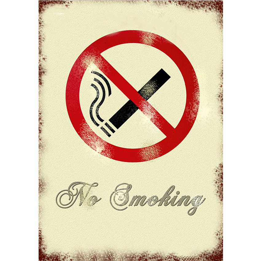 Seco Retro No Smoking Sign Print/Message "NO SMOKING" - 8.5" Width x 11.3" Height - Rectangular Shape - Pre-printed, Long Lasting, Rust Resistant - Aluminum - Multicolor - 1 Each (VS001)