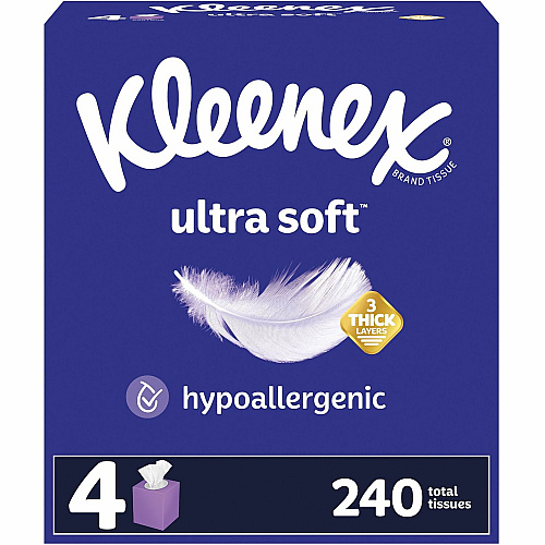 Kleenex Ultra Soft Tissues 3 Ply - WhiteBox - 60/Box - 4 / Pack (54308)