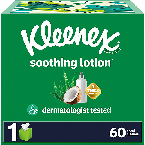 Kleenex&reg; Soothing Lotion Tissues, 3-Ply, 60 Sheet Box, 27 Boxes 3 Ply - WhiteBox - 60/Box - 27 / Carton (54271CT)