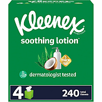 Kleenex Soothing Lotion Tissues 3 Ply - WhiteBox - 60/Box - 4 / Pack (54289)