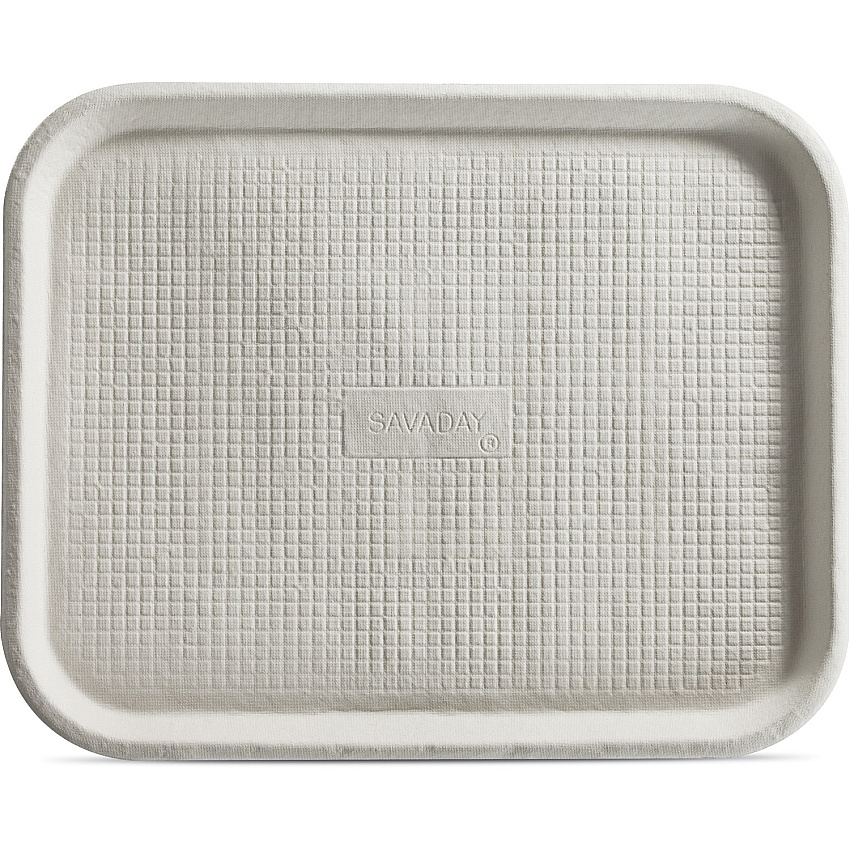 Savaday&reg; 1" Deep Molded Fiber Trays Food - White - Molded Fiber Body - 100 / Carton (20804)
