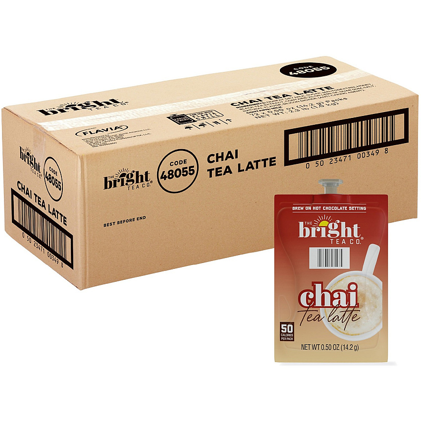 The Bright Tea Co. Chai Tea Latte Freshpack Compatible with Flavia Aroma, Flavia Creation 300, FLAVIA Creation 600 - 72 / Carton (48055)