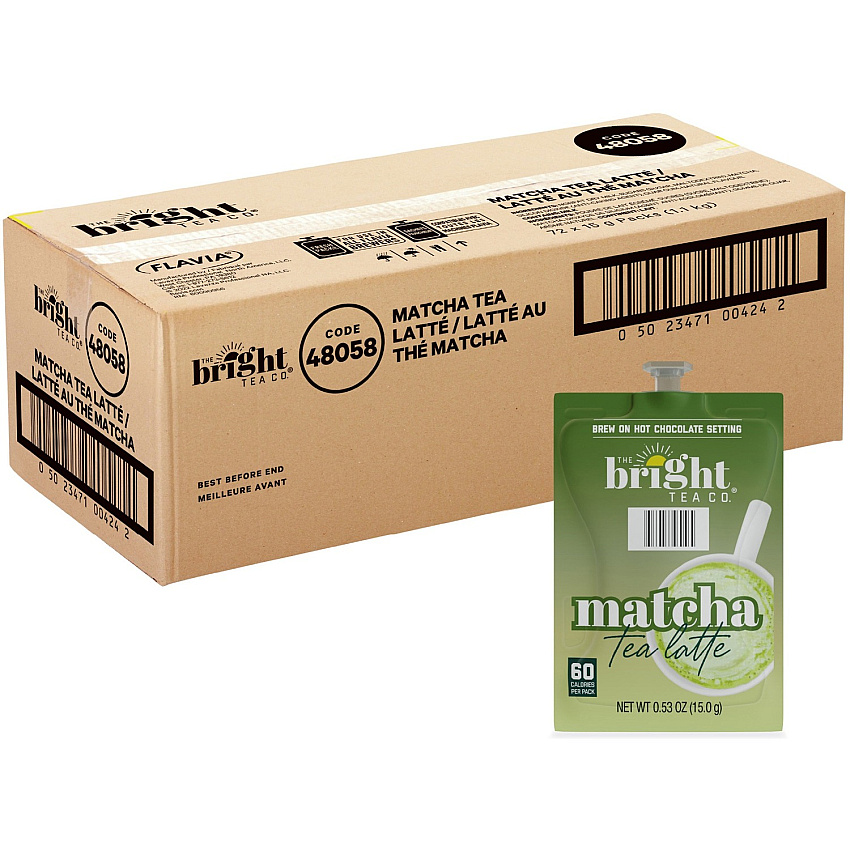 The Bright Tea Co. Matcha Latte Freshpack Compatible with Flavia Aroma, Flavia Creation 300, FLAVIA Creation 600 - 72 / Carton (48056)