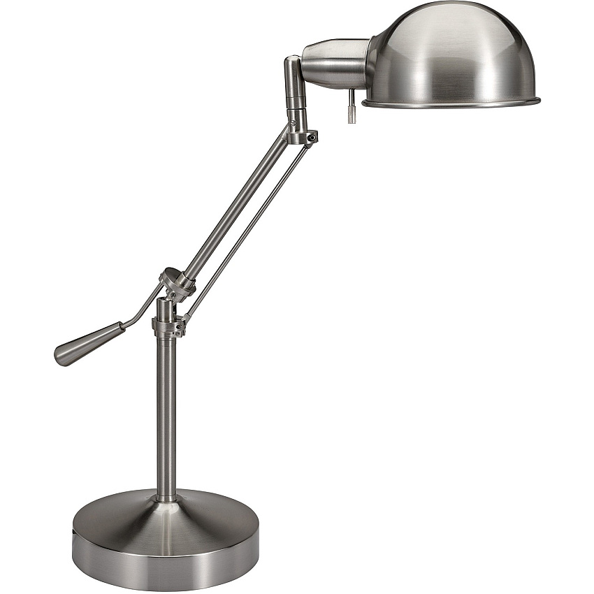 Victory Light V-Light Tilt-arm Desk Lamp 24" Height - 10 W LED Bulb - Brushed Nickel - Tilted Arm, Adjustable Shade - Metal - Desk Mountable - Gray - for Desk, Indoor - 1 Each (VS687372BN)