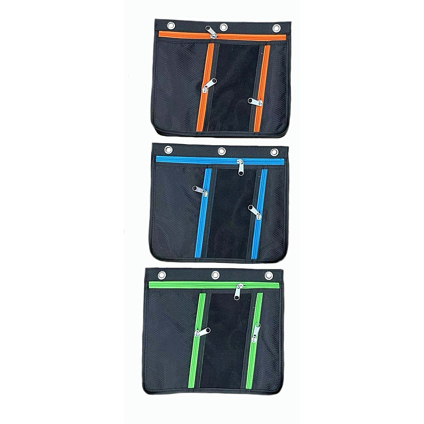 CLI Triple-pocket Pencil Pouches 11" Height x 9.5" Width - Ring Binder - Multi - Nylon - 24 / Display Box (76395ST)