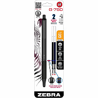 Zebra Pen G-750 Gel Retractable 0.7mm Black 1Pk Medium Pen Point - Refillable - Retractable - Black Brass Barrel - 1 / Pack (49811)