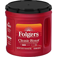 Folgers&reg; Ground Classic Roast Coffee Medium - 25.9 oz Per Canister - Ground - Classic Roast - 1 Each (30407)