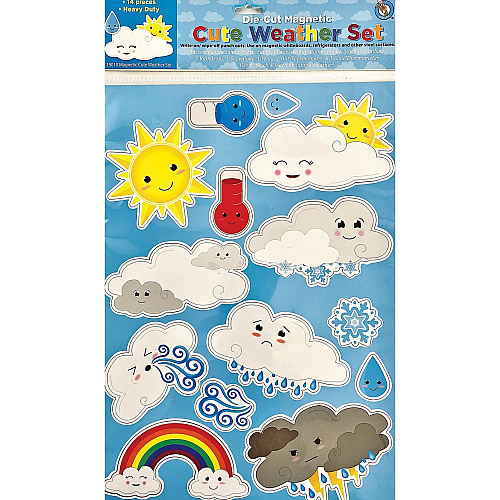 Ashley Magnetic Die-Cut Cute Weather Set Skill Learning: Weather - 14 Pieces - 5+ - 1 Each (19010)