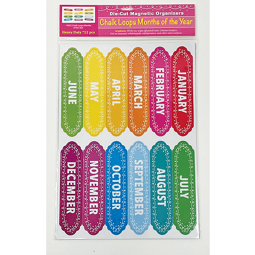 Ashley Magnetic Chalkboard Calendar Months 12 - Write on/Wipe off - 1 Each - Multicolor (19022)