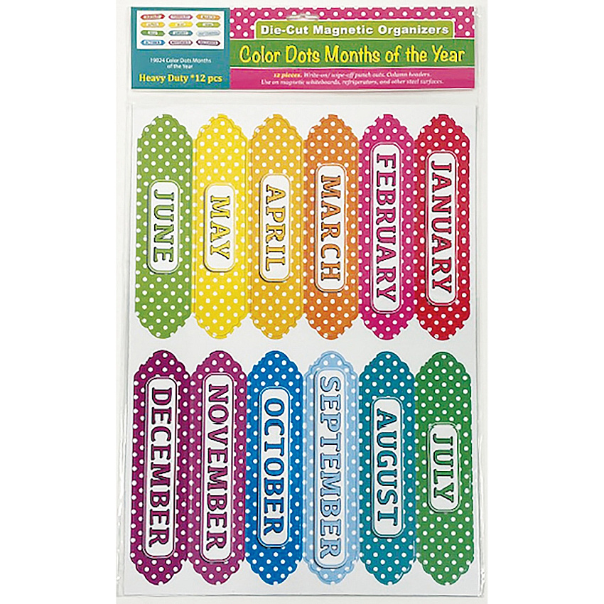 Ashley Magnetic Chalkboard Calendar Months 12 - Write on/Wipe off - 1 Each - Multicolor (19024)